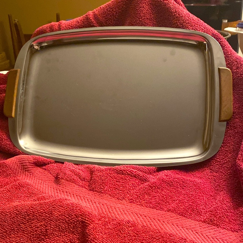 Vintage Mid-Century Modern stainless steel platter